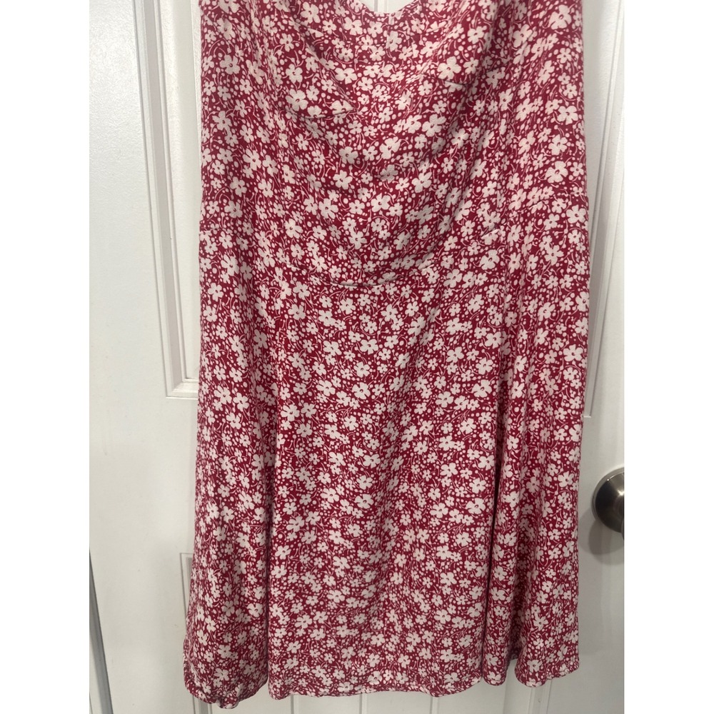 Reformation Red White Floral Tie Strap Smocked Back Mini Dress Size 10 - Picture 4 of 10